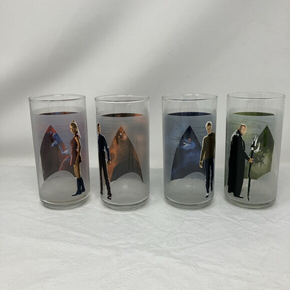 Complete Set4 STAR TREK Character Frosted Glasses 16oz Kirk Spock Uhura Nero ‘08 - Picture 4 of 6